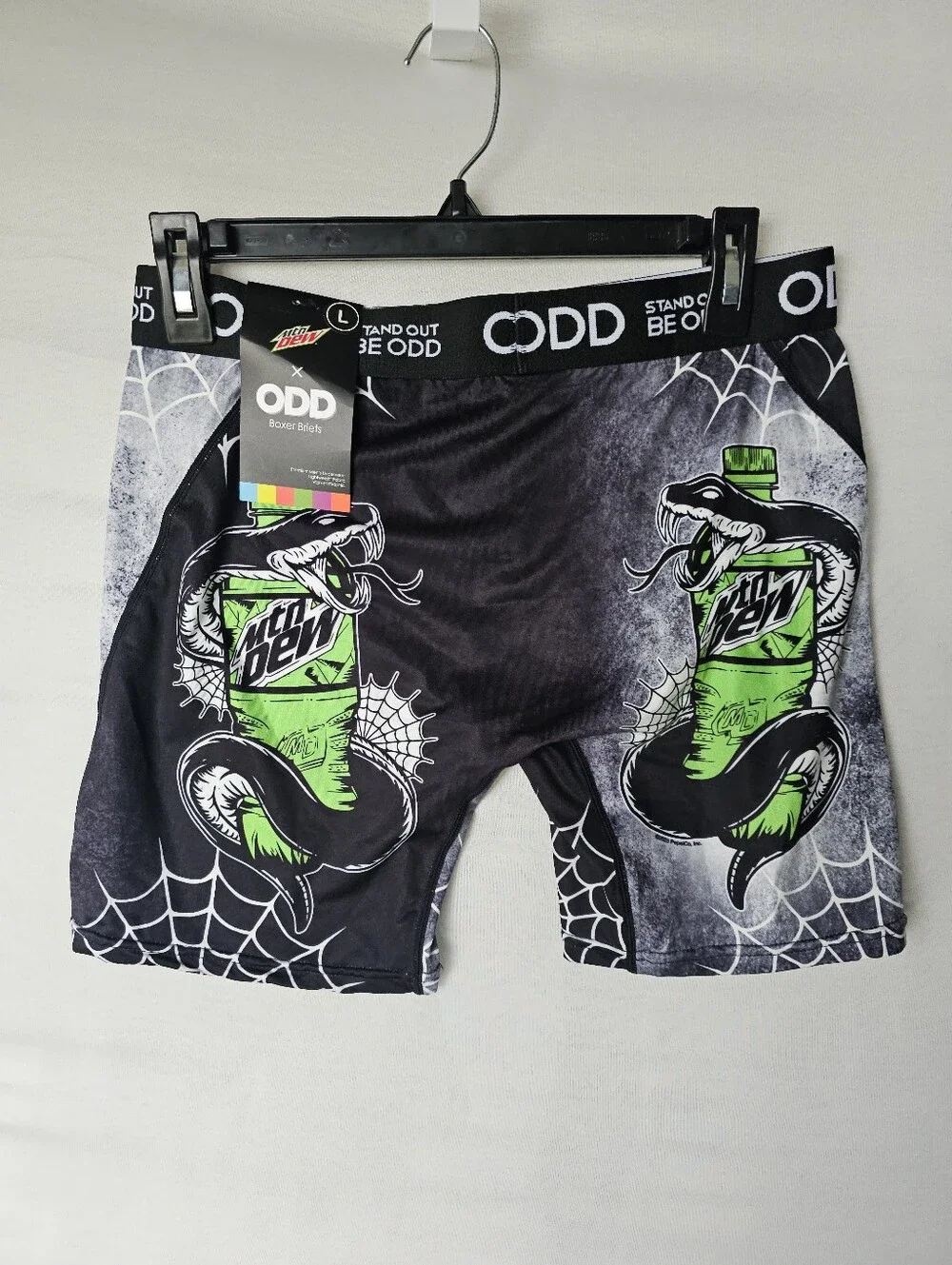 Mtn Dew x ODD Sox Boxer Briefs Size L New With Tags Snake Graphic